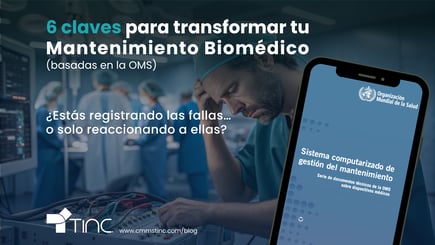 Registro de fallas de activos hospitalarios en un sistema CMMS.